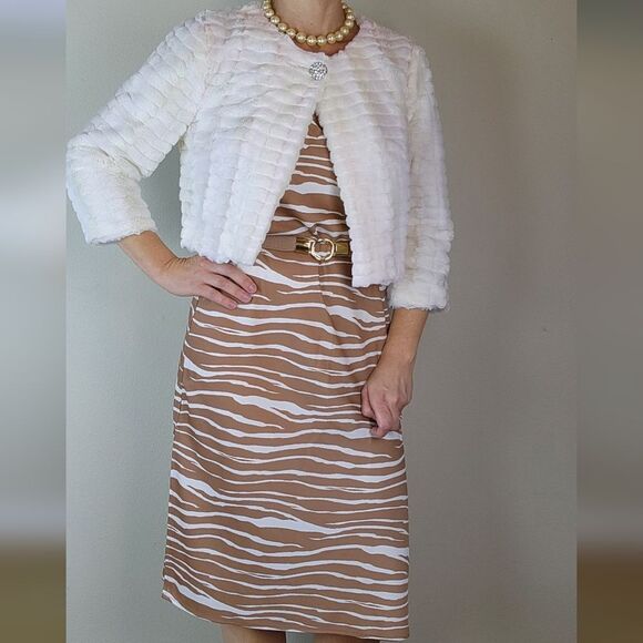 🩵NWT A New Day Tan & Cream Zebra Print Sleeveless Slip Dress Small - Picture 8 of 12